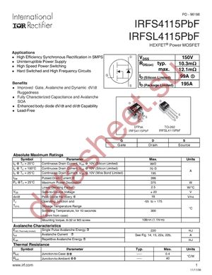IRFS4115PBF datasheet  